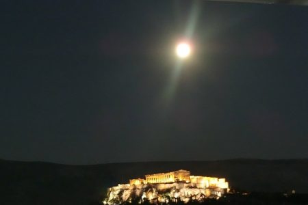 満月に照らされたパルテノン神殿、アテネでDinner in The Sky!