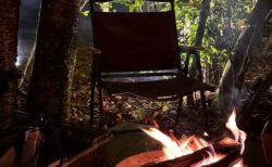 森の空でBBQディナーと焚火を囲んでココアにマシュマロ